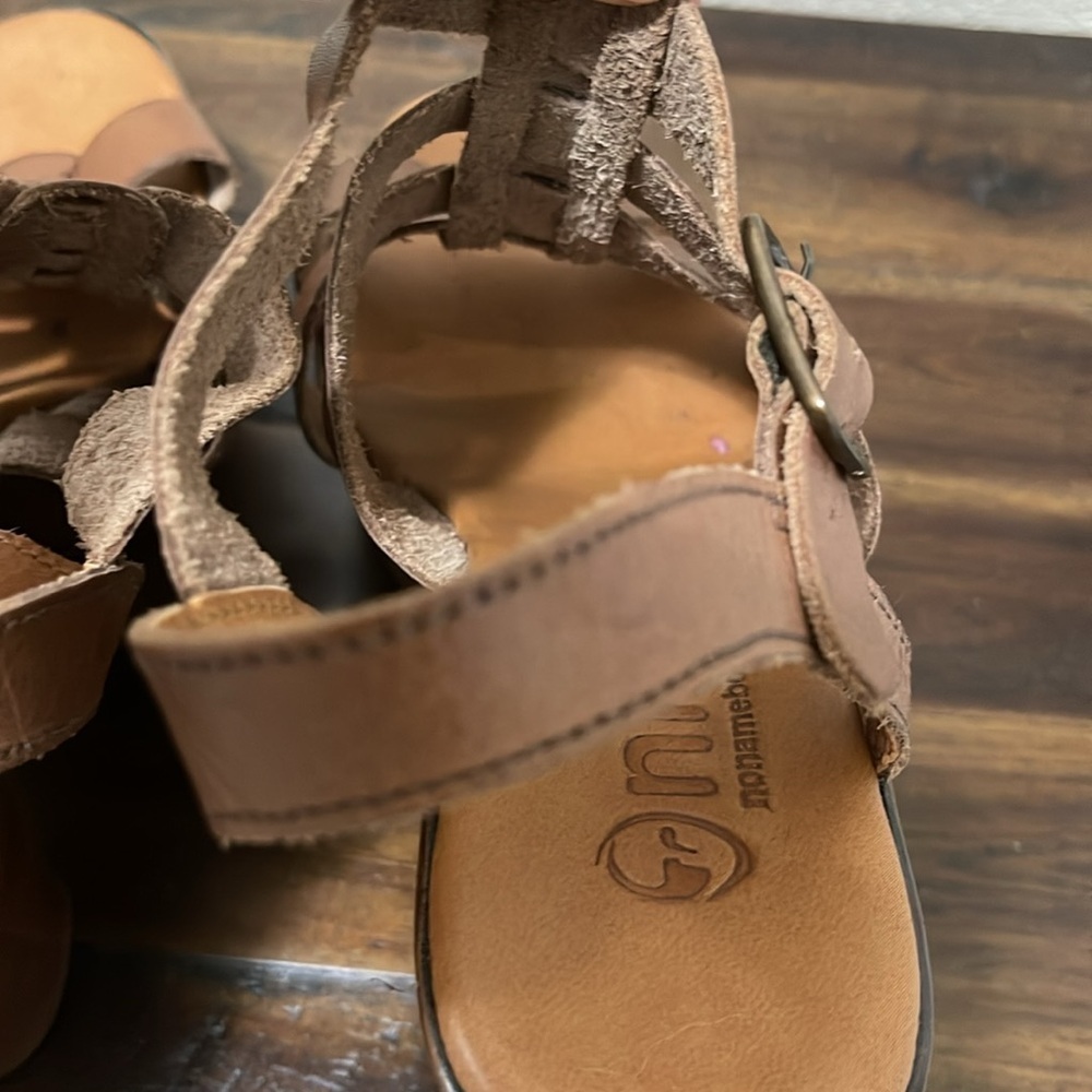 NNB sblock heel tan brown strappy leather platform shoes size 7 - Picture 7 of 16